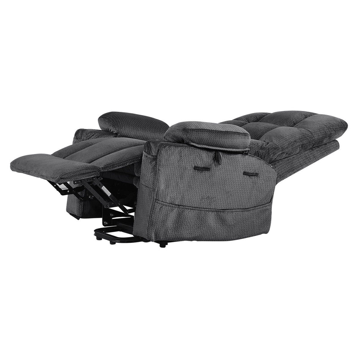 Power Lift Recliner Chair, Dual Motor, Large Electric Lift Chair with Heat and Massage for Elderly, Infinite Position Adjustment, Velvet Fabric, with Storage Pockets, Cup Holders, Dark Gray