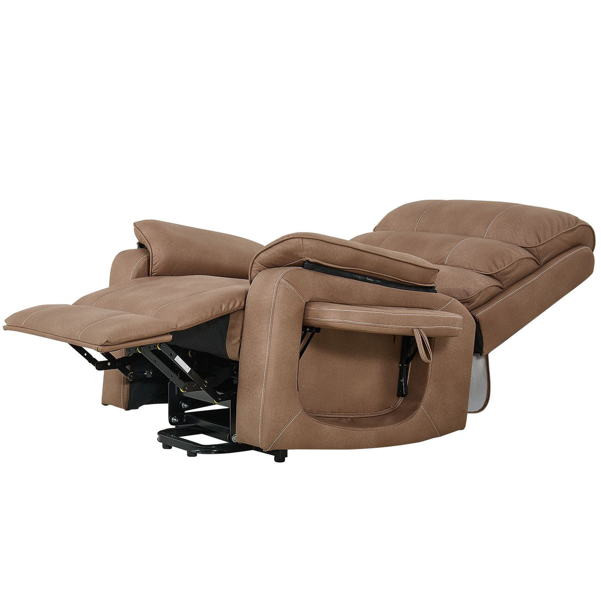Power Lift Recliner Chair, Dual Motor, Medium Wide Electric Lift Chair with Heat and Massage for Elderly, Infinite Position Adjustment, Leather Surface, with Storage Pocket, Cup Holder, Brown
