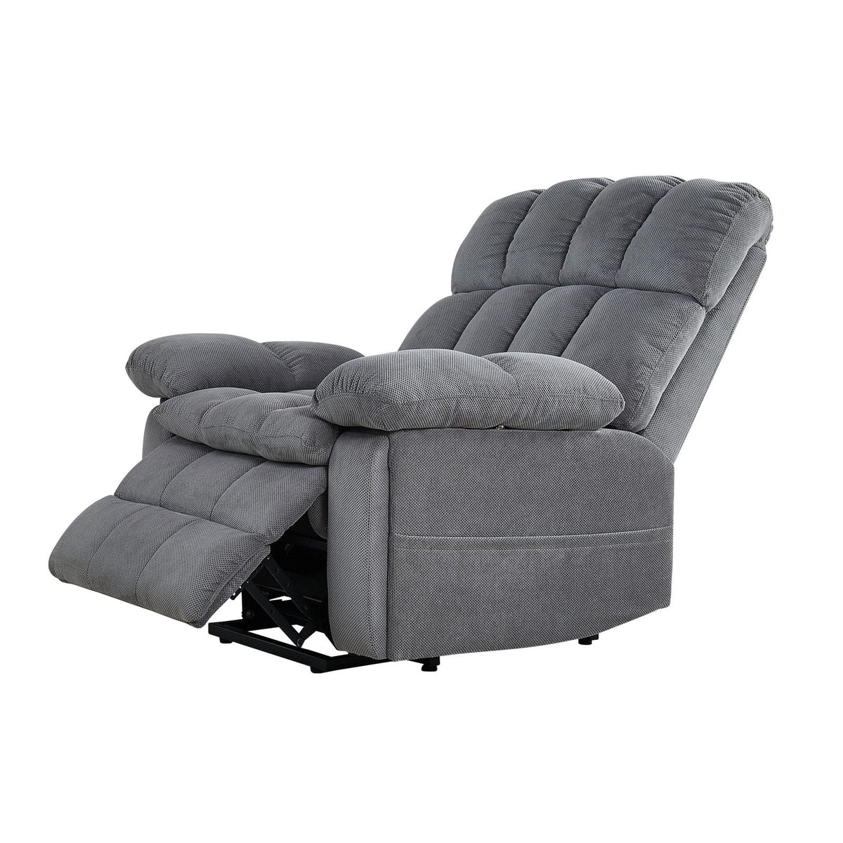 Power Lift Recliner Chair, Dual Motor, Oversized Electric Lift Chair with Heat and Massage for Elderly, Infinite Position Adjustment, Chenille Fabric, with Side Pockets, Cup Holders, Light Gray