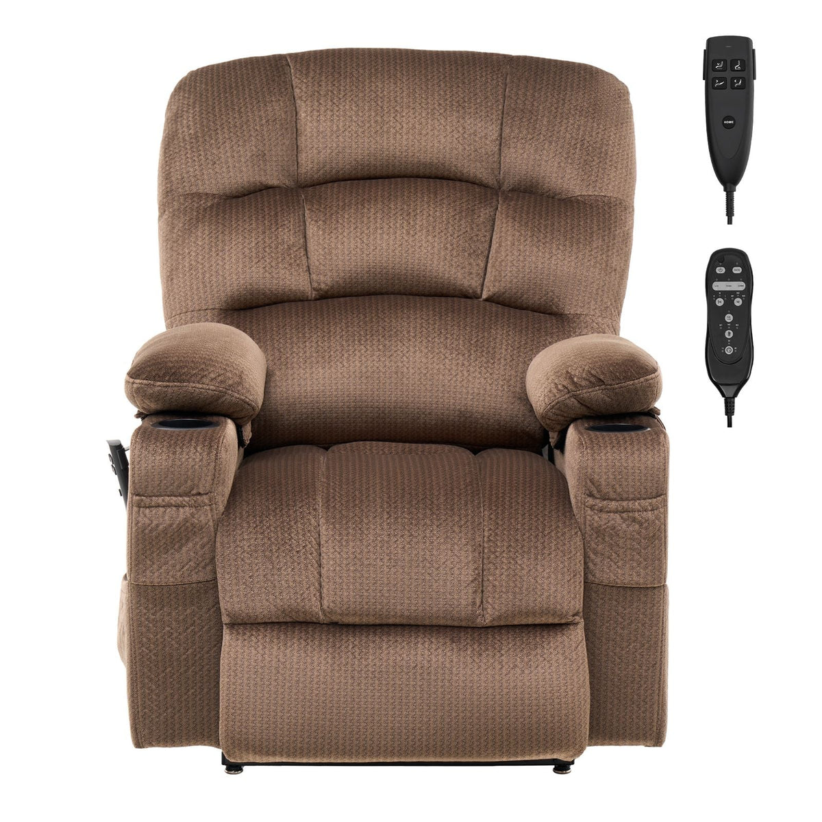 Power Lift Recliner Chair, Lift Chair with Heat and Massage for Elderly, Dual Motor Recliner Chair with 2 Cup holders and USB Port, Infinite Position Adjustment Electric Recliner (Large, Brown)