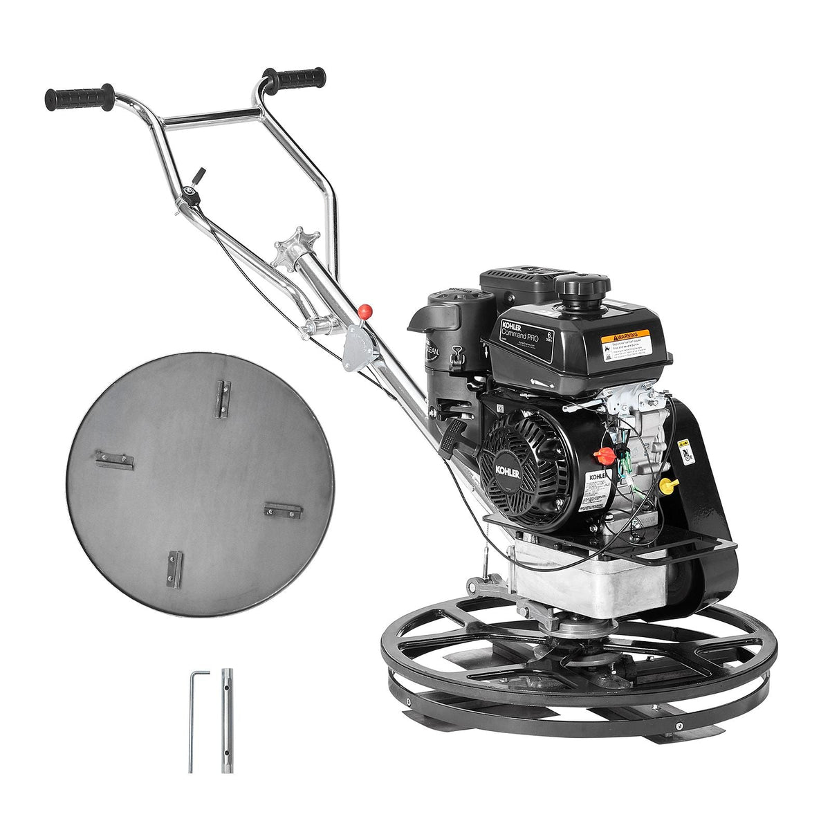 Power Trowel, 24' Walk-Behind Cement Trowel with Float Pan, 6HP Gas-Powered Smooth Concrete Surface Finisher, Heavy Duty Commercial Screed Concrete Cement with Finishing Blade, Orange