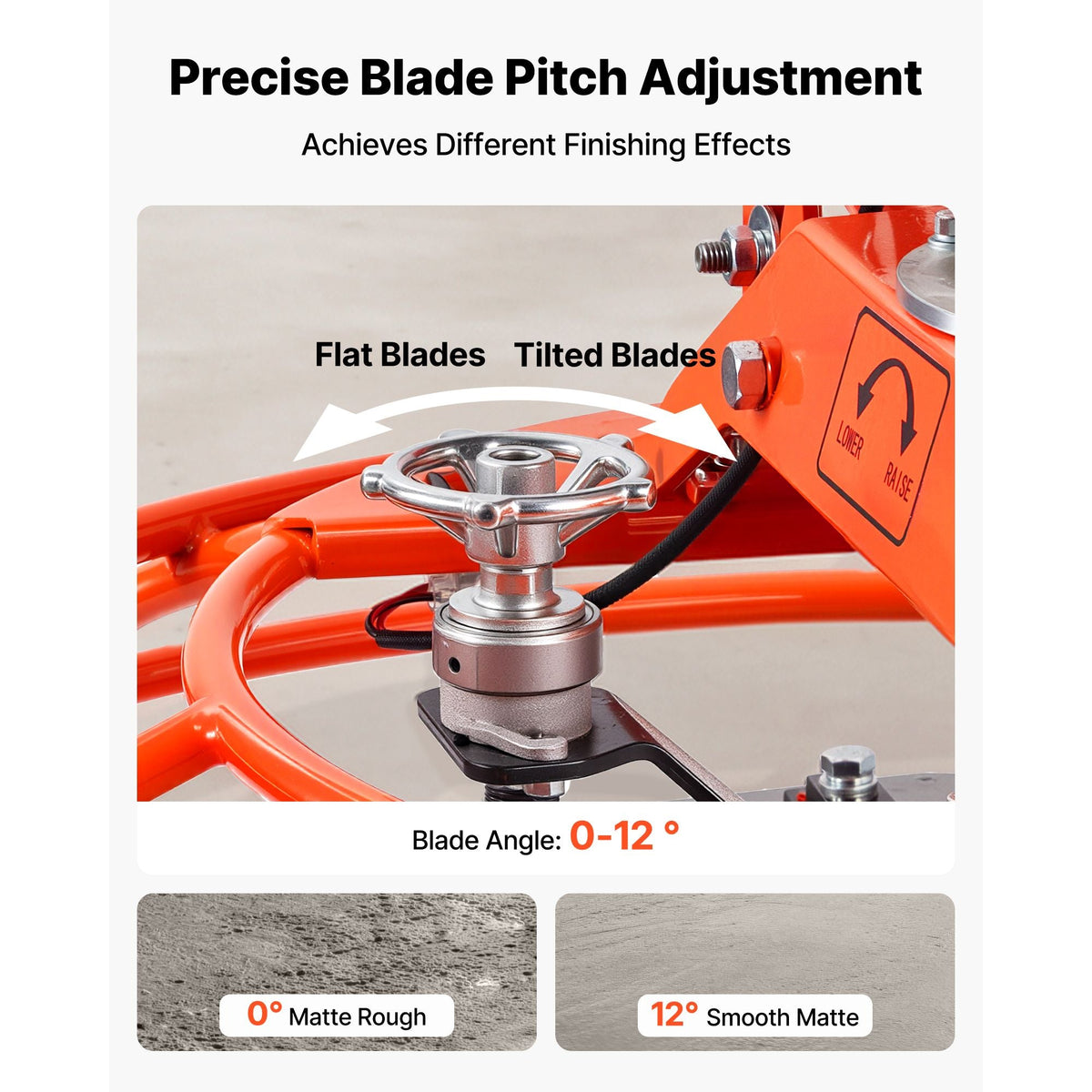Power Trowel, 28.3 inch Trowel Diameter Concrete Finishing Machine, 4 Blades, Adjustable 0-12° Pitch, Gas-Powered Walk-Behind Cement Surface Finisher for Smooth Floors, Bridge Construction