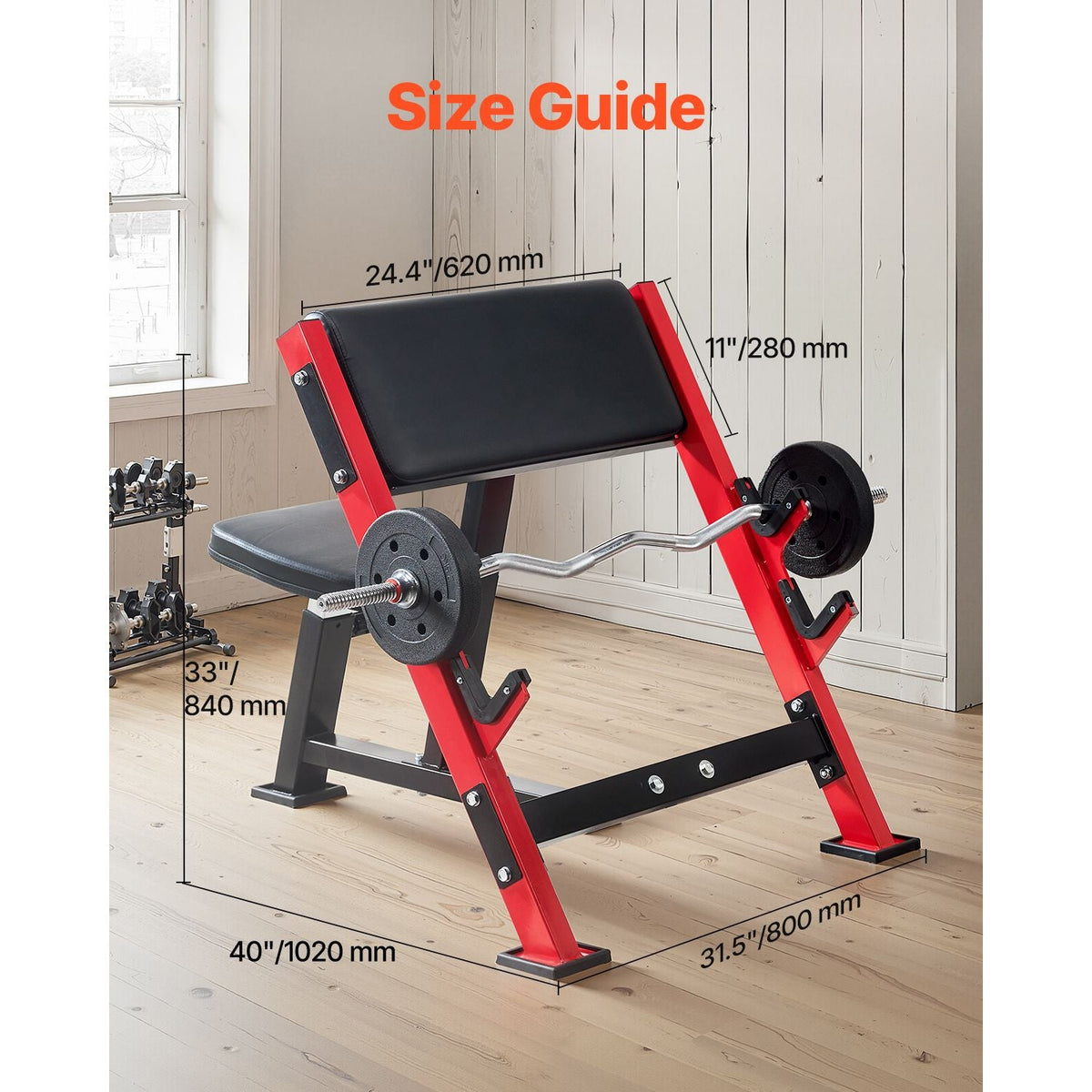 Preacher Curl Bench, Strength Training Benches, Max load 660 LBS Home Gym Fitness Equipment, Seated Arm Isolated Barbell Dumbbell Bicep Station, Adjustable Weight Bench with Bar Holders
