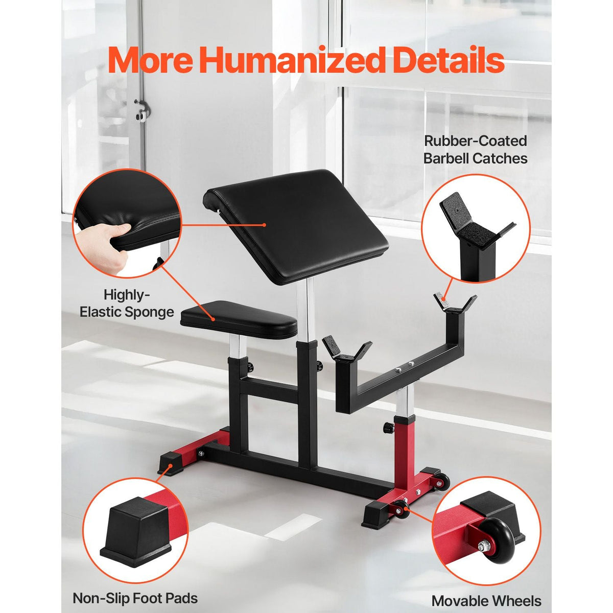 Preacher Curl Bench, Strength Training Biceps Machine, Max load 440 LBS Home Gym Equipment, Seated Arm Isolated Barbell Dumbbell Bicep Station, Adjustable Weight Benches for Home Gym