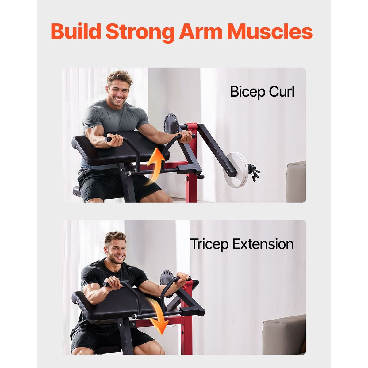 Preacher Curl Machine, 2 in 1 Bicep Curl Machine and Triceps Extension Machine, Seated Arm Isolated Bicep Station, Strength Training Workout Weight Bench, Exercise Equipment for Home Gym