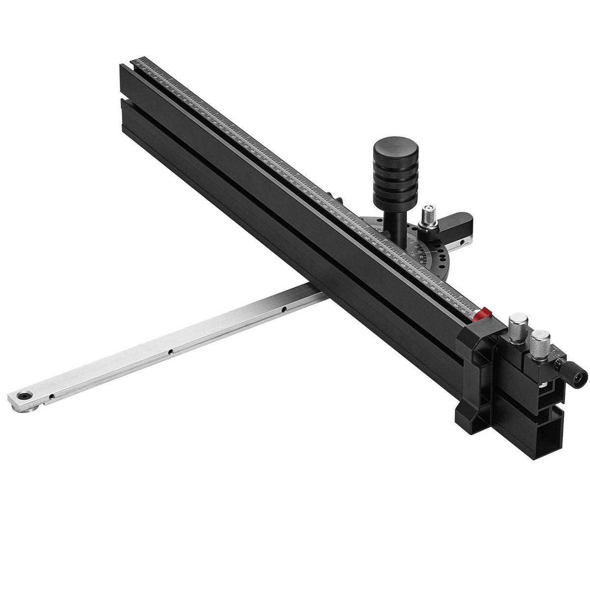 Precision Miter Gauge, Standard Slot 3/4'' x 3/8'', Aluminum Alloy Table Saw Miter Gauge with 24 in Grating 15 Angle Stops Adjustable Spring Loaded Plunger and Removable Disc, for Woodworking