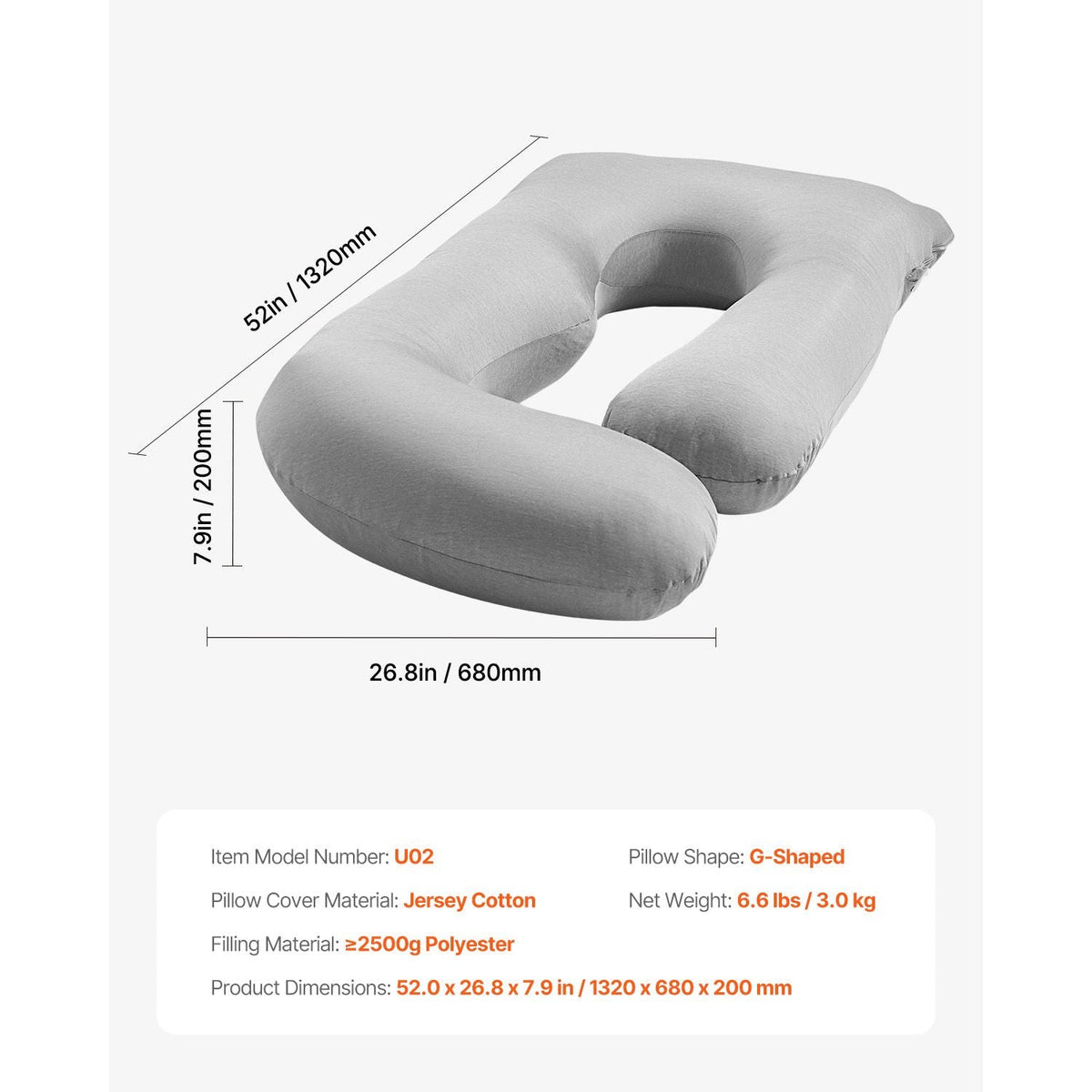 Pregnancy Pillow, G-Shaped Maternity Pillow for Sleeping, Full-Body Support Pillow with Removable & Washable Cover, Soft and Breathable Pregnancy Body Pillows for Back, Belly, Hips, Legs Relief