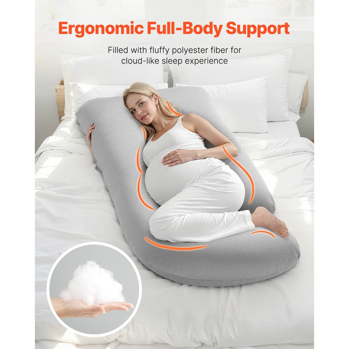 Pregnancy Pillow, G-Shaped Maternity Pillow for Sleeping, Full-Body Support Pillow with Removable & Washable Cover, Soft and Breathable Pregnancy Body Pillows for Back, Belly, Hips, Legs Relief