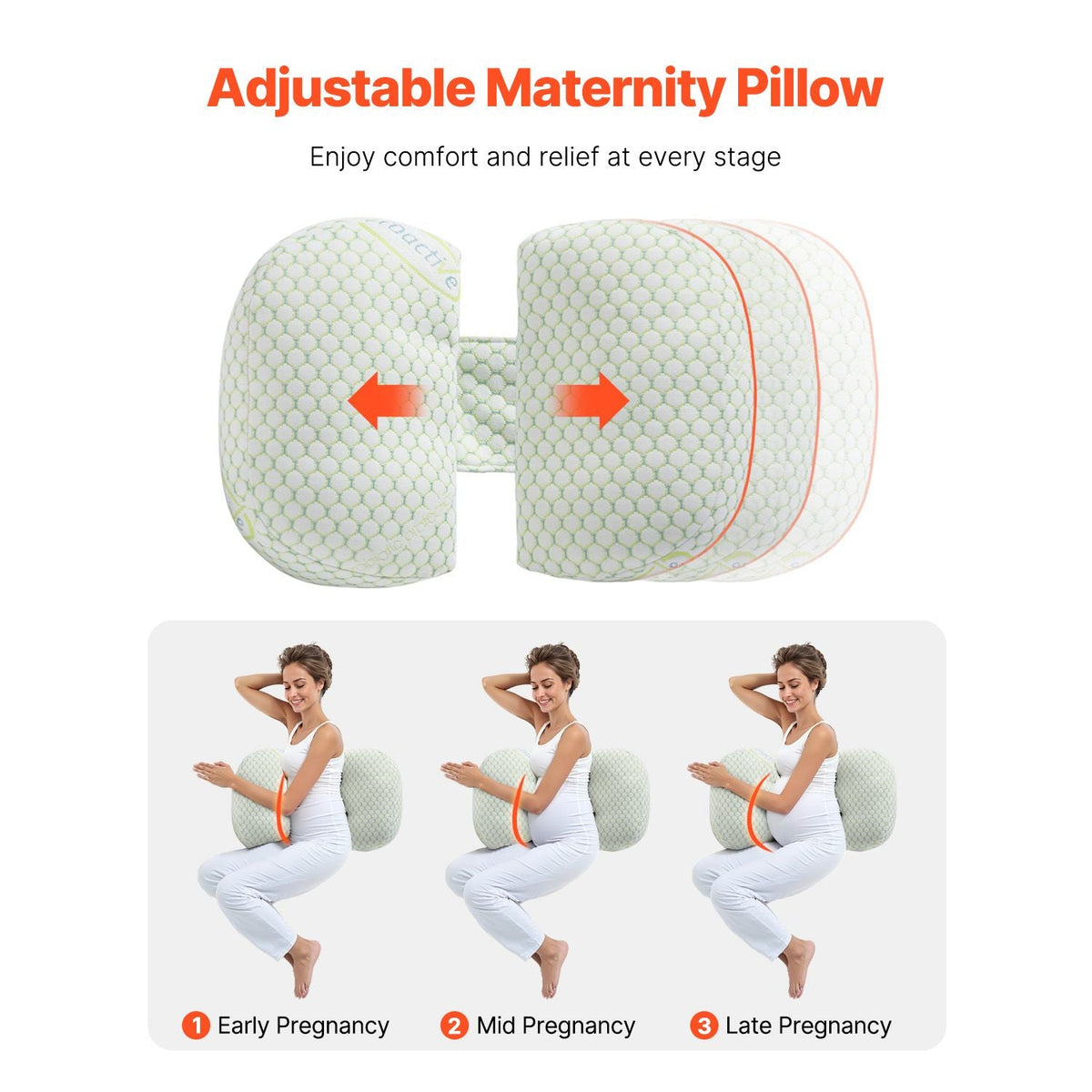Pregnancy Wedge Pillow, W-Shaped Maternity Pillow for Pregnant Women, Soft and Breathable Pregnancy Pillow with Removable & Washable Cover for Back Belly Hips Support, Lightweight and Portable