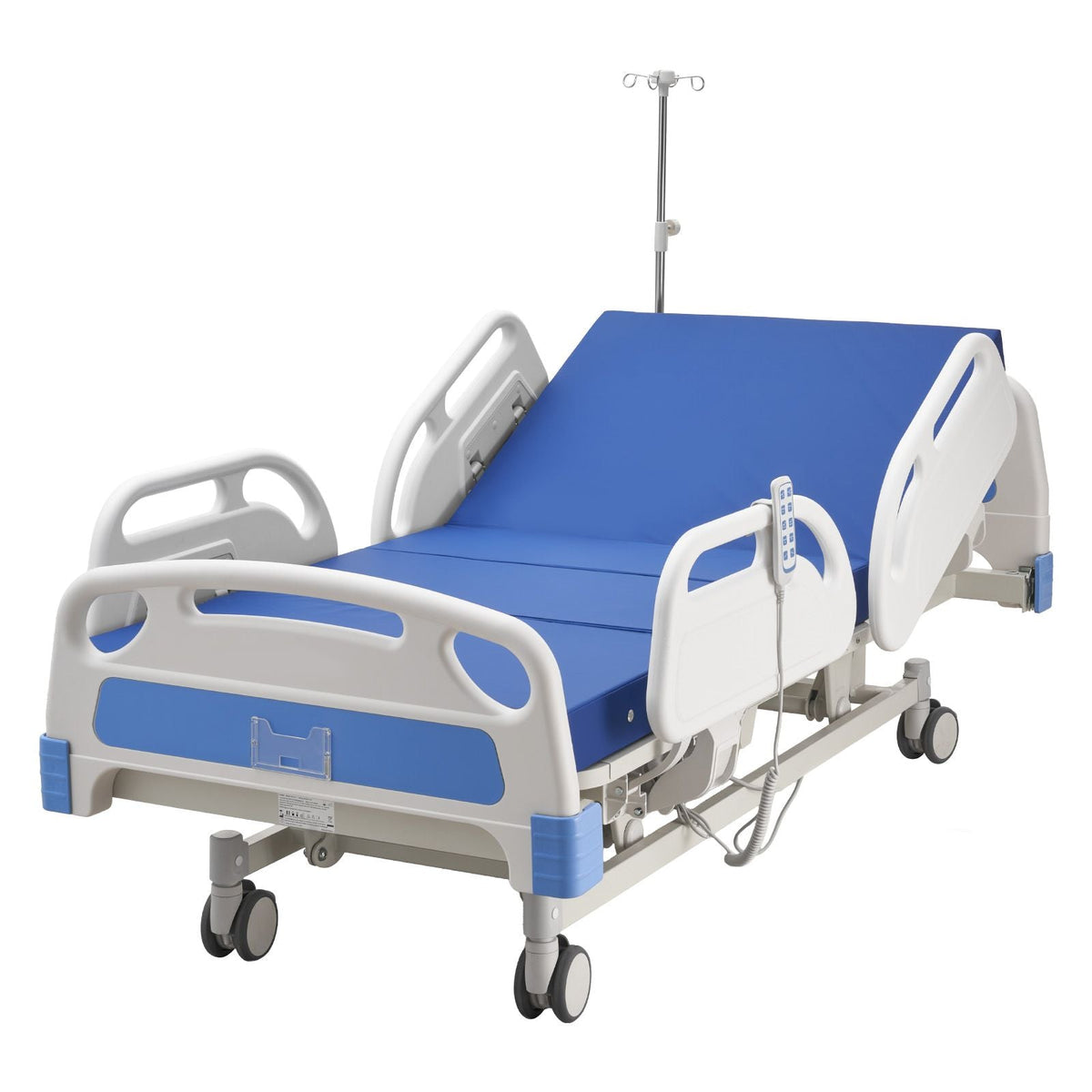 Premium 5 Function Full Electric Hospital Bed, ICU Electric Medical Bed with Trendelenburg & Reverse Trendelenburg, 5" Locking Casters & High-Density Mattress for Home Hospital, 550LBS Loading
