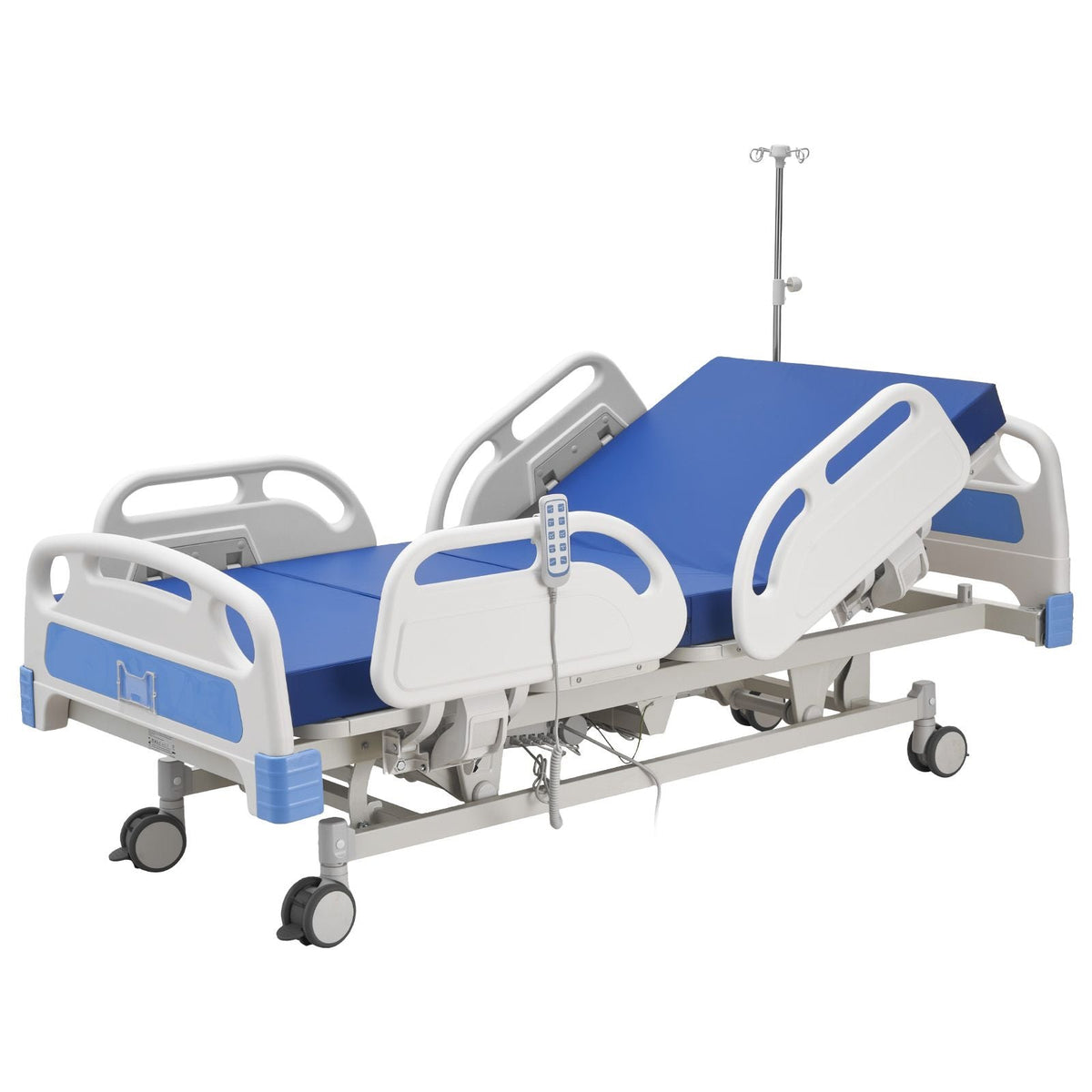 Premium 5 Function Full Electric Hospital Bed, ICU Electric Medical Bed with Trendelenburg & Reverse Trendelenburg, 5" Locking Casters & High-Density Mattress for Home Hospital, 550LBS Loading