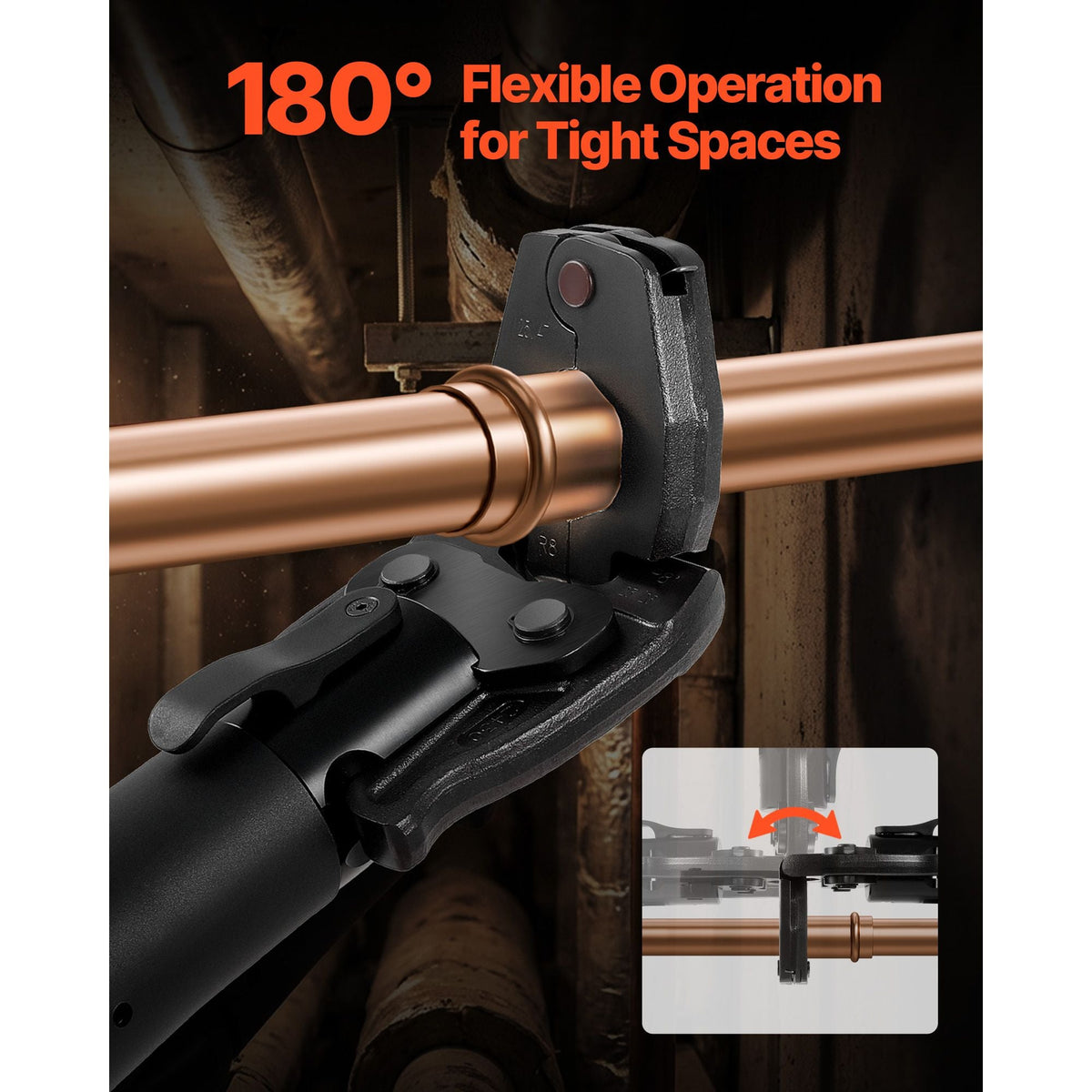 Press Actuator for Compact Series Press Tools, Compatible with 1/2", 3/4", 1" & 1-1/4" Press Rings for ProPress Copper Pipes - Works with 24KN Press Tools (Ring NOT Included)