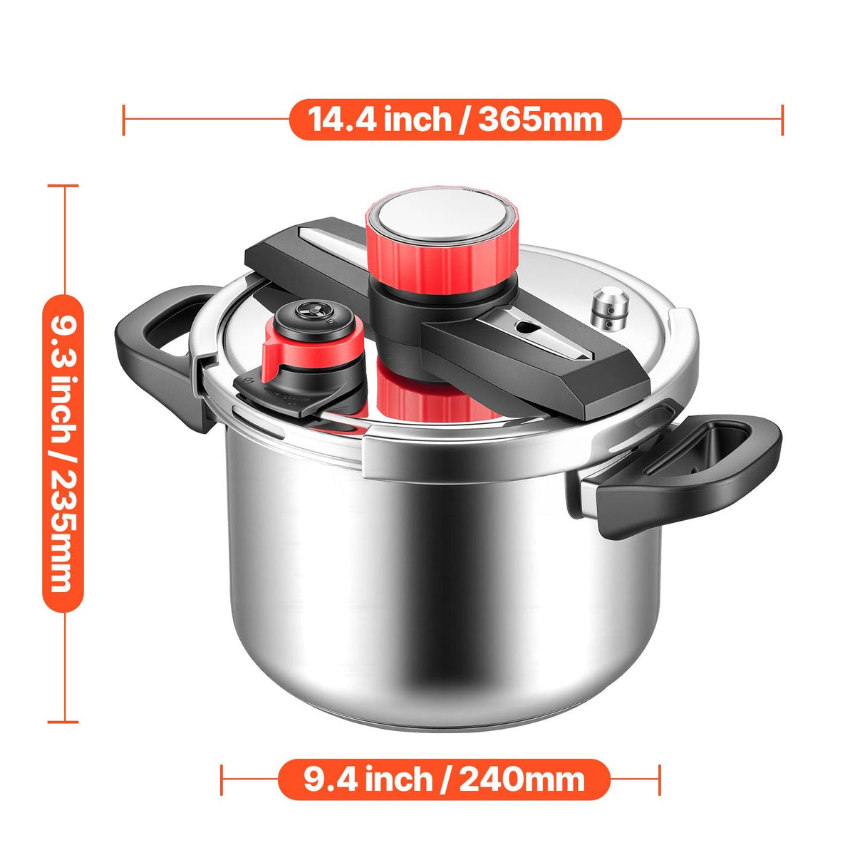 Pressure Cooker, 6.3Qt Pressure Cooker Stainless Steel, Pressures Canner with Steaming Rack, Tempered Glass Lid, Three Pressures Settings for Meat, Beans, Rice, Soup, Sauces, Cook up to 100 kPa