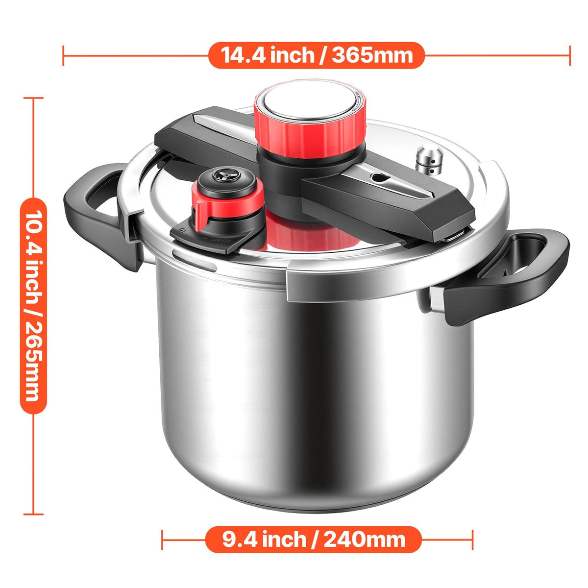 Pressure Cooker, 8Qt Pressure Cooker Stainless Steel, Pressures Canner with Steaming Rack, Tempered Glass Lid, Three Pressures Settings for Meat, Beans, Rice, Soup, Sauces, Cook up to 100 kPa