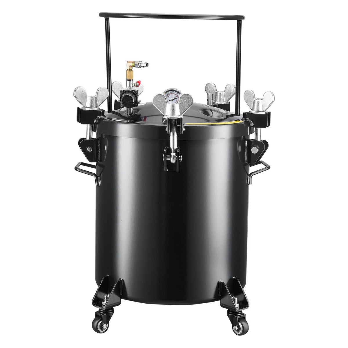 Pressure Pot Paint Tank, 10.6 Gal/40 L Heavy Duty Steel Air Tool Pressure Pot, Spray Paint Pressures Pots with Three Quick-Connect Couplers for Home Use, DIY, Art Creations, Large-Diameter Tank