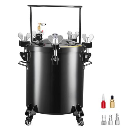 Pressure Pot Paint Tank, 10.6 Gal/40 L Heavy Duty Steel Air Tool Pressure Pot, Spray Paint Pressures Pots with Three Quick-Connect Couplers for Home Use, DIY, Art Creations, Large-Diameter Tank
