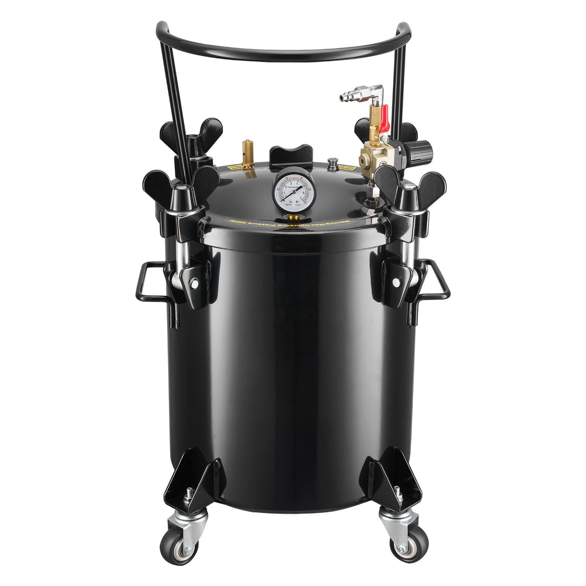 Pressure Pot Paint Tank, 5.3 Gal/20 L Heavy Duty Steel Air Tool Pressure Pot, Spray Paint Pressures Pots with Three Quick-Connect Couplers for Home Use, DIY, Art Creations, Large-Diameter Tank