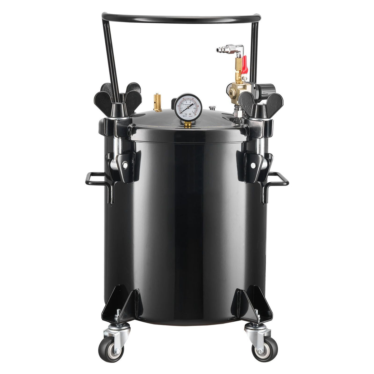 Pressure Pot Paint Tank, 5.3 Gal/20 L Heavy Duty Steel Air Tool Pressure Pot, Spray Paint Pressures Pots with Three Quick-Connect Couplers for Home Use, DIY, Art Creations, Large-Diameter Tank