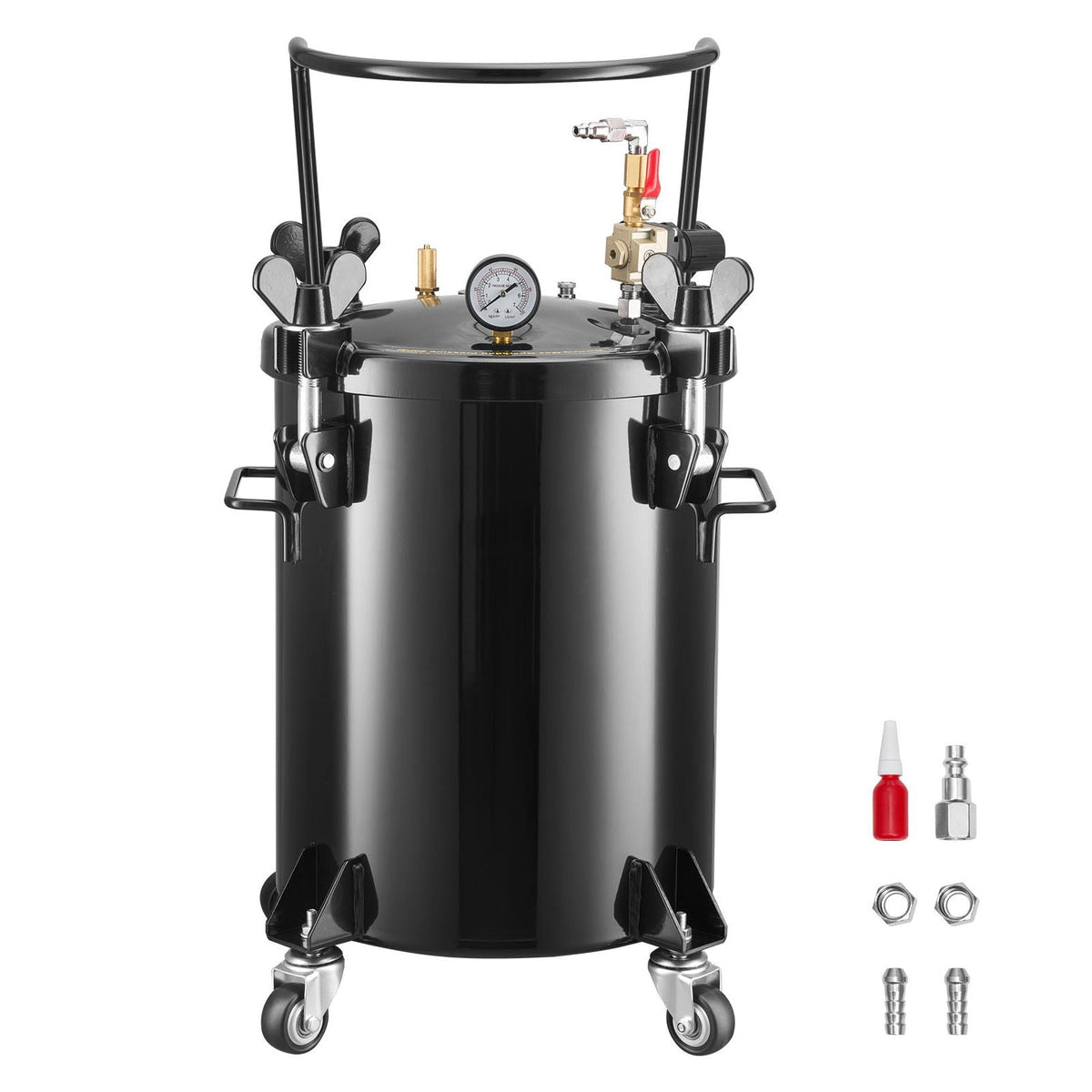 Pressure Pot Paint Tank, 7.9 Gal/30 L Heavy Duty Steel Air Tool Pressure Pot, Spray Paint Pressures Pots with Three Quick-Connect Couplers for Home Use, DIY, Art Creations, Large-Diameter Tank