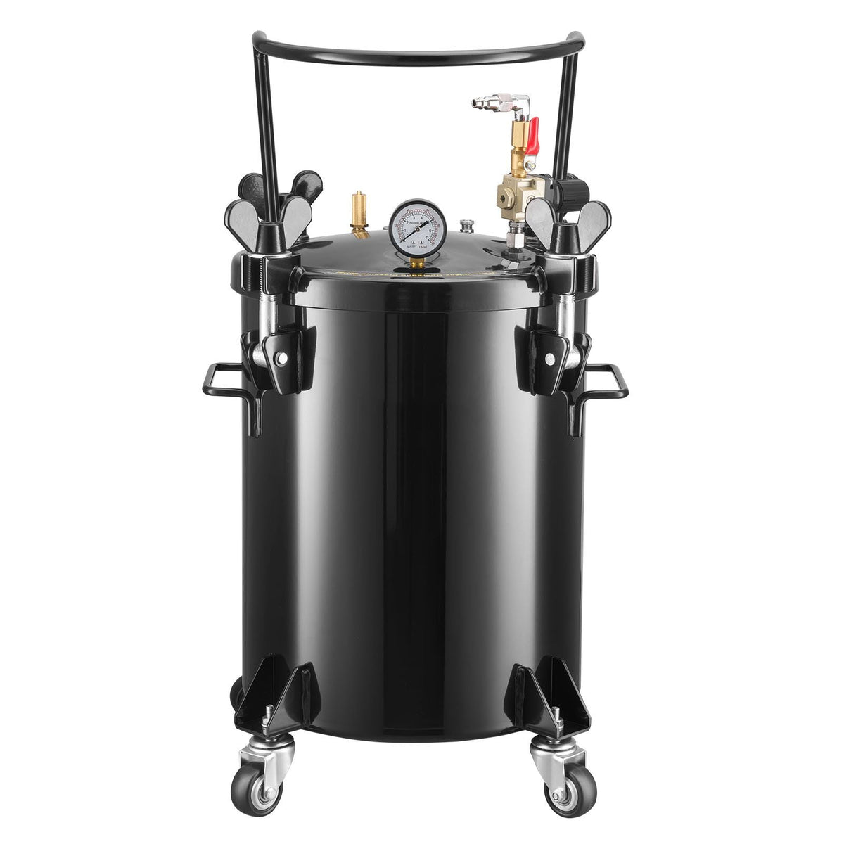 Pressure Pot Paint Tank, 7.9 Gal/30 L Heavy Duty Steel Air Tool Pressure Pot, Spray Paint Pressures Pots with Three Quick-Connect Couplers for Home Use, DIY, Art Creations, Large-Diameter Tank