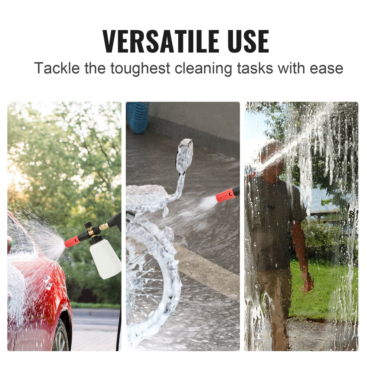 Pressure Washer Gun Set, 0.22 Gal Foam Cannon, 4000 PSI Washer Spay Gun with 1/4 Inch Quick Connector & 5 Nozzle Tips, Pressure Washer Handle with M22-14 mm & M22-15mm & 3/8'' Inlet Connector