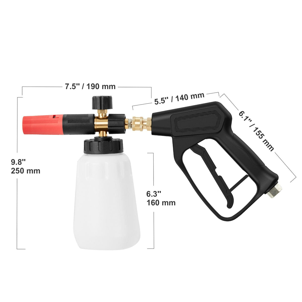 Pressure Washer Gun Set, 0.22 Gal Foam Cannon, 4000 PSI Washer Spay Gun with 1/4 Inch Quick Connector & 5 Nozzle Tips, Pressure Washer Handle with M22-14 mm & M22-15mm & 3/8'' Inlet Connector