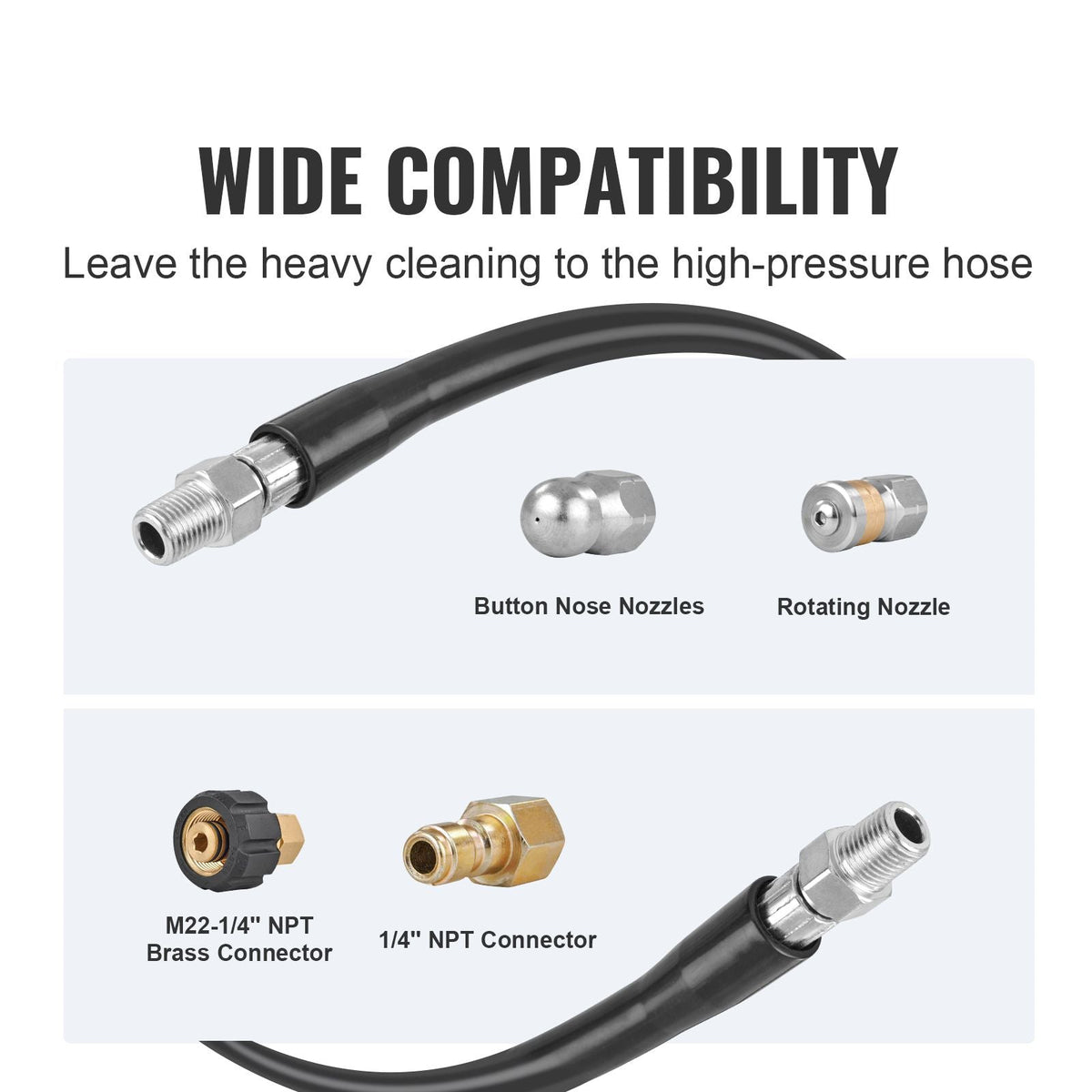 Pressure Washer Hose, 100FT, 1/4" Kink Free Brass Thread Replacement For Most Brand Pressure Washers, 3/4'' Bending Radius, 4200 PSI Heavy Duty Power Washer Extension Spray Nozzle