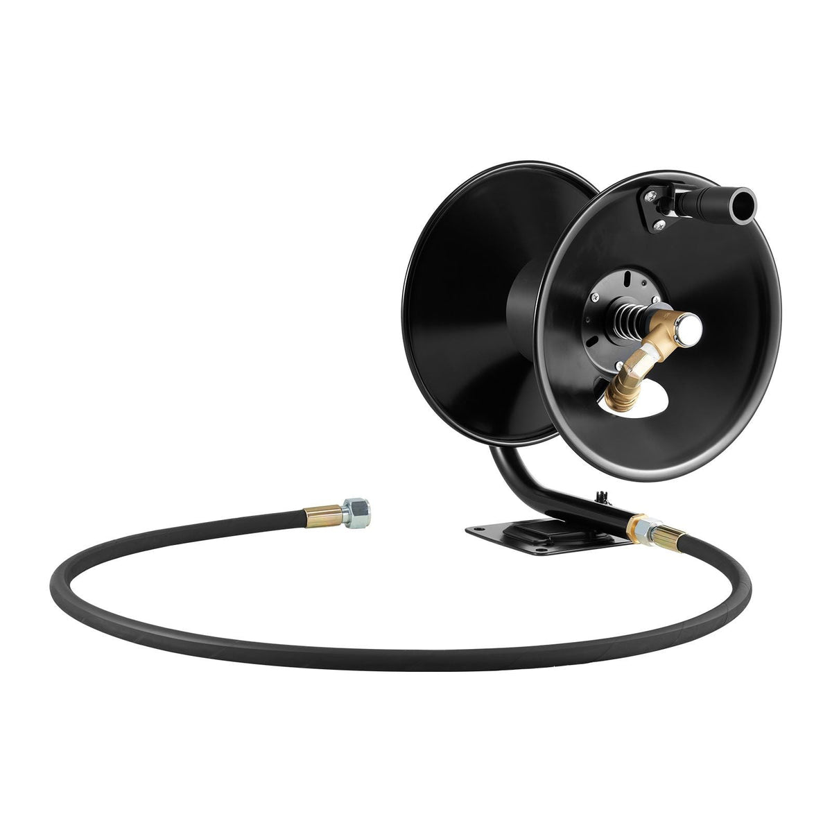 Pressure Washer Hose Reel, 50 ft x 3/8 inch Heavy-Duty Steel Bracket-Mounted Pressure Hose Reel, Wall/Floor/Truck Mount, 4000PSI Max, Manual Power Hand Crank for Car/Floor Washing,Garden