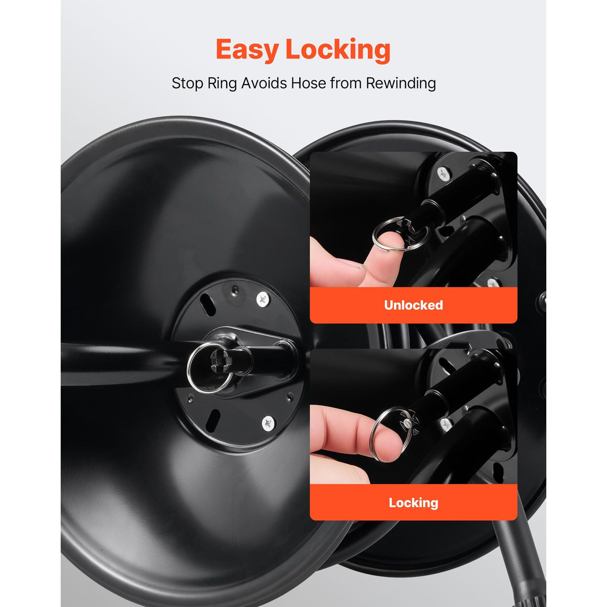 Pressure Washer Hose Reel, 50 ft x 3/8 inch Heavy-Duty Steel Bracket-Mounted Pressure Hose Reel, Wall/Floor/Truck Mount, 4000PSI Max, Manual Power Hand Crank for Car/Floor Washing,Garden