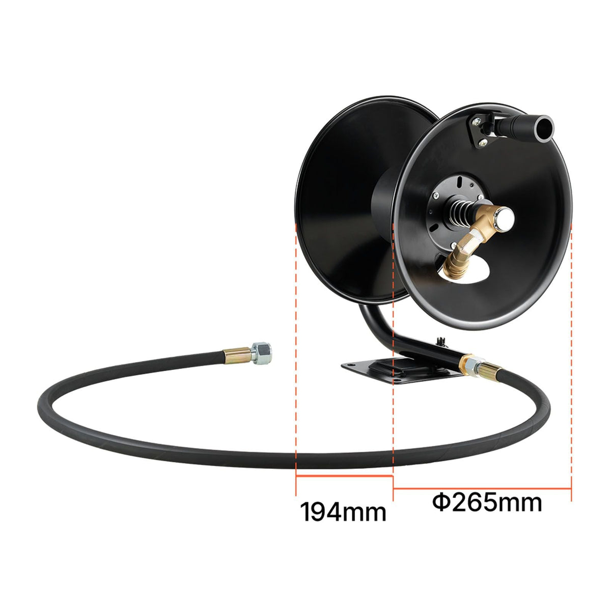 Pressure Washer Hose Reel, 50 ft x 3/8 inch Heavy-Duty Steel Bracket-Mounted Pressure Hose Reel, Wall/Floor/Truck Mount, 4000PSI Max, Manual Power Hand Crank for Car/Floor Washing,Garden