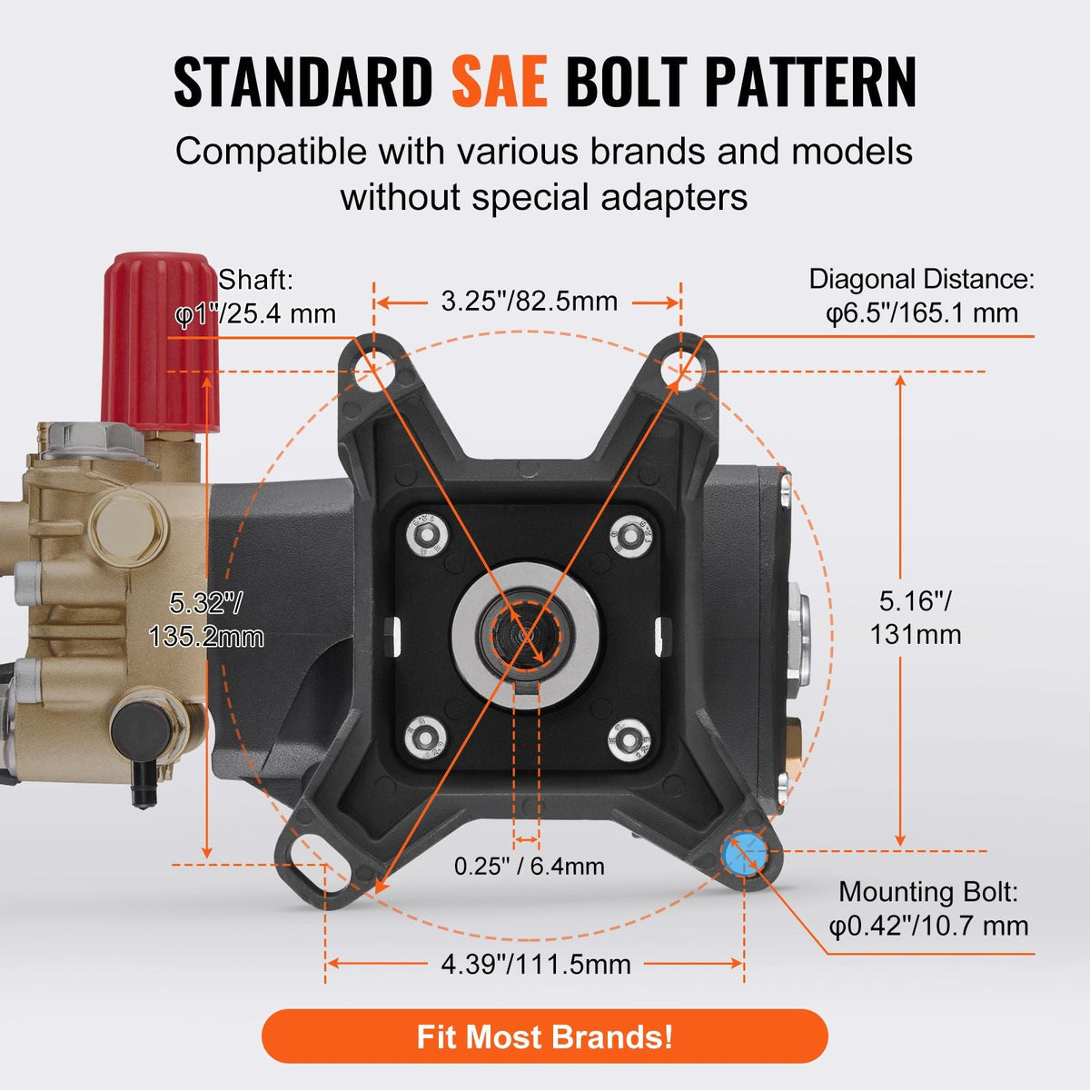 Pressure Washer Pump, 1" Shaft Horizontal Triplex Plunger, 4000 PSI, 4.0GPM, Replacement Power Washer Pumps Kit with 5 Nozzles, Compatible with Simpson MorFlex 40224, 40225, 40226, Santoprene
