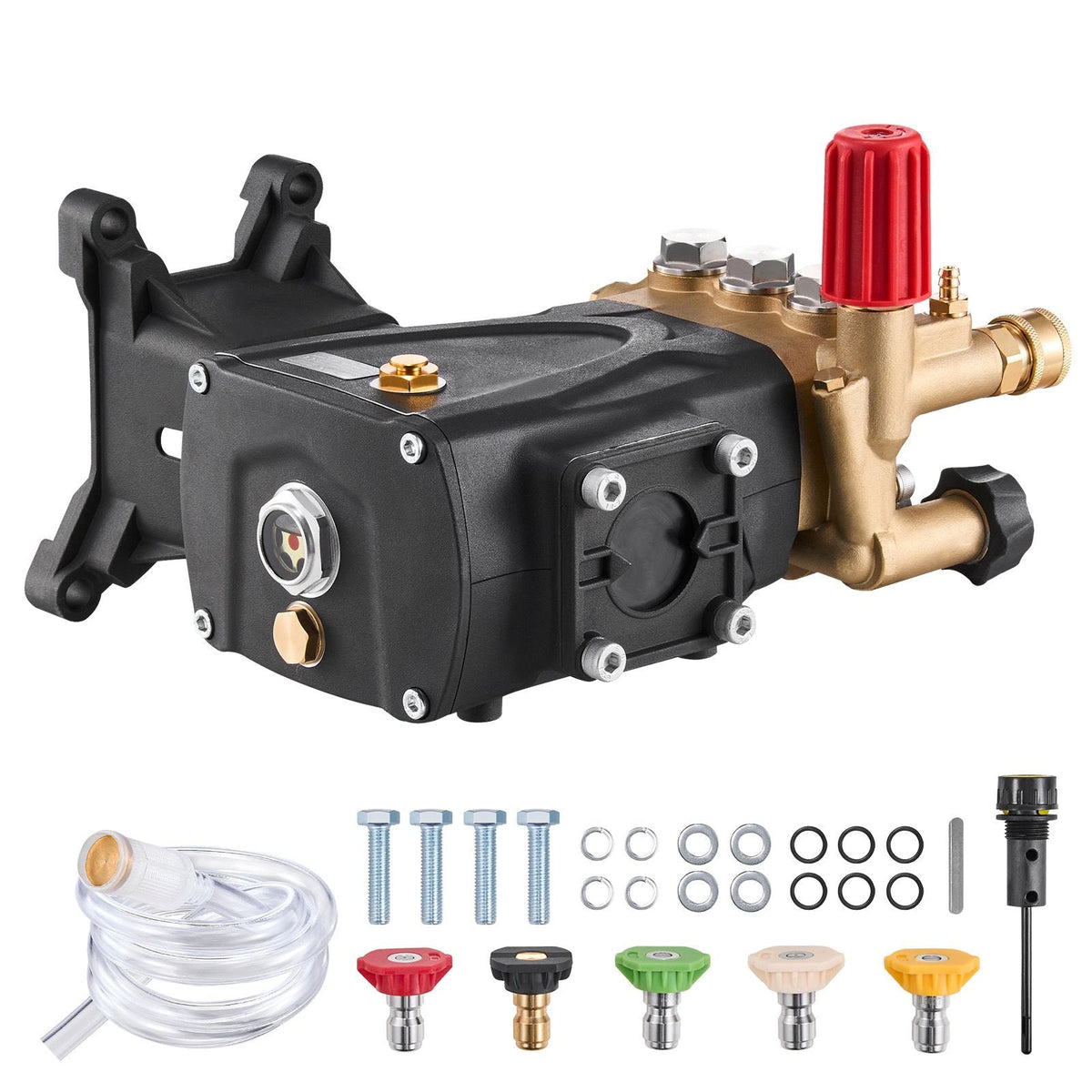 Pressure Washer Pump, 1" Shaft Horizontal Triplex Plunger, 4000 PSI, 4.0GPM, Replacement Power Washer Pumps Kit with 5 Nozzles, Compatible with Simpson MorFlex 40224, 40225, 40226, Santoprene