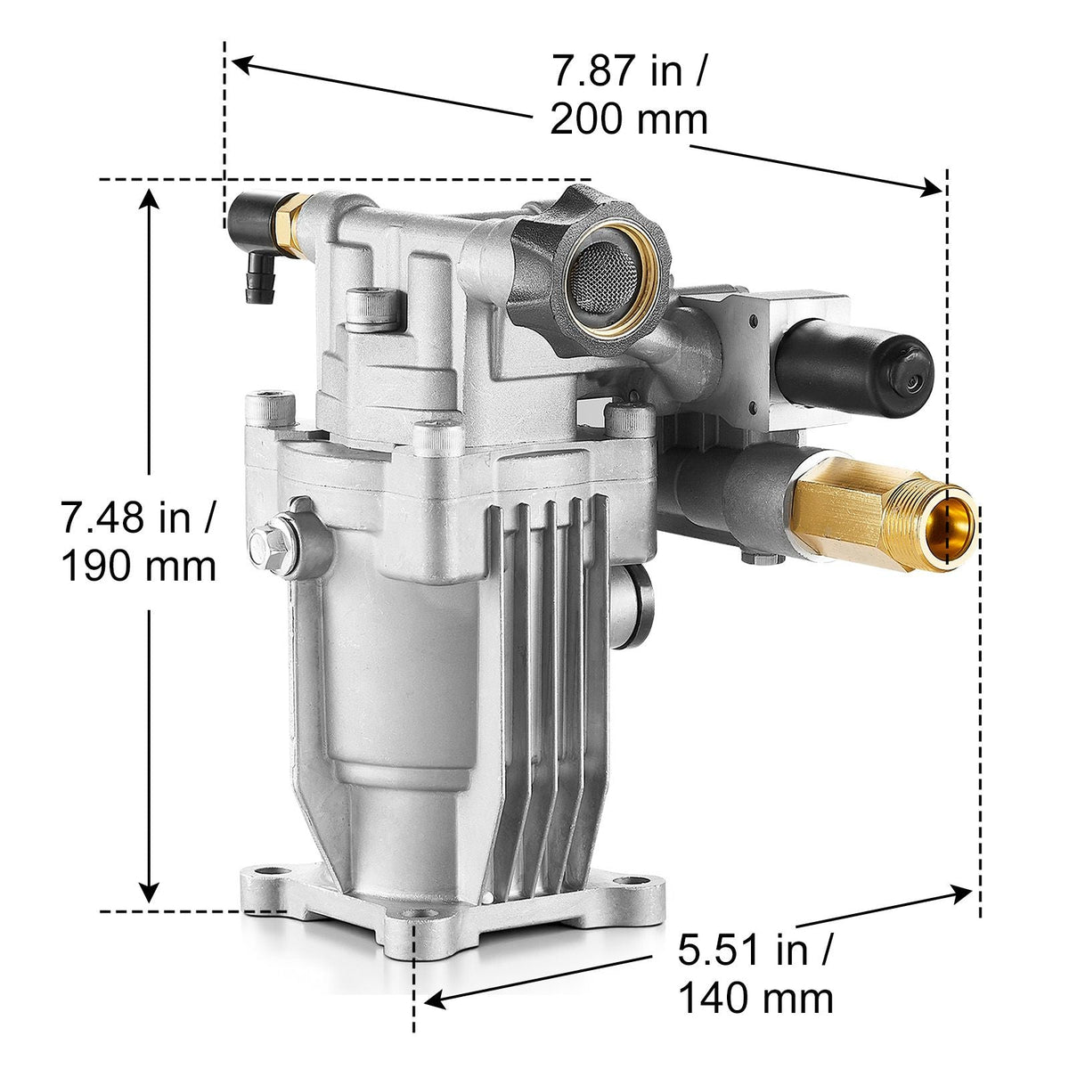 Pressure Washer Pump, 3/4" Shaft Horizontal, 3100 PSI, 2.35 GPM, Replacement Power Washer Pumps Kit with Hardware and Siphon Tube, Compatible with Simpson, Honda, Troy-Bilt, Generac and Delta