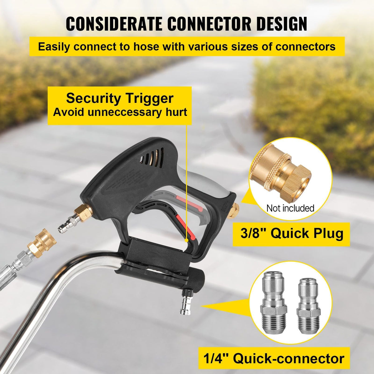 Pressure Washer Surface Cleaner, 21\'\', Max. 4000 PSI Pressure by 3 Nozzles for Cleaning Driveways, Sidewalks, Stainless Steel Frame with Rotating Dual Handle, Wheels, Fit for 3/8\'\' Quick Con