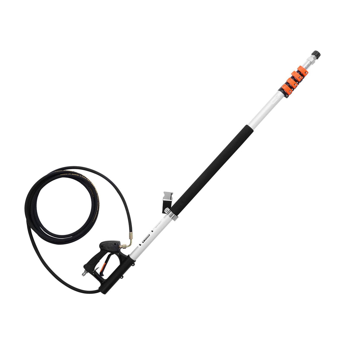 Pressure Washer Telescoping Wand, 24 ft, 4000 psi, Telescopic Spray Wand with Power Washer Extension Wands, Gutter Cleaner, Brush Head, Pivoting Coupler, 7 Spray Nozzles and Support Harness