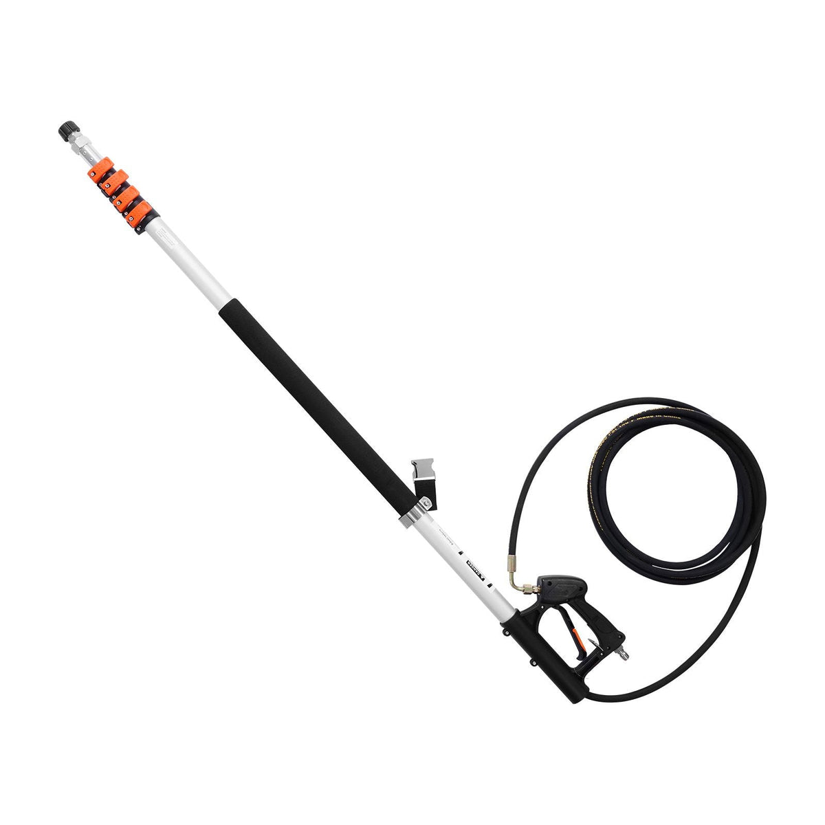 Pressure Washer Telescoping Wand, 24 ft, 4000 psi, Telescopic Spray Wand with Power Washer Extension Wands, Gutter Cleaner, Brush Head, Pivoting Coupler, 7 Spray Nozzles and Support Harness