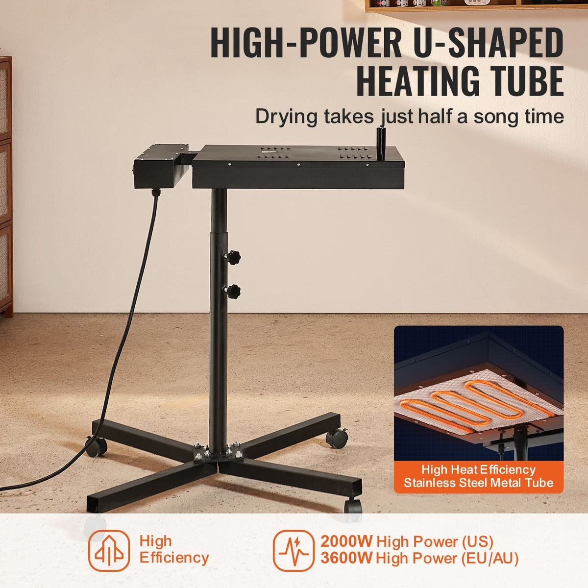 Pro Flash Dryer 18x25 inch, Upgrade 2000W Electrical Control Box Flash Dryer for Screen Printing Machine with Height Adjustable Stand, 360° Rotation, X-Shaped Base, Steel T-Shirt Curing Machine