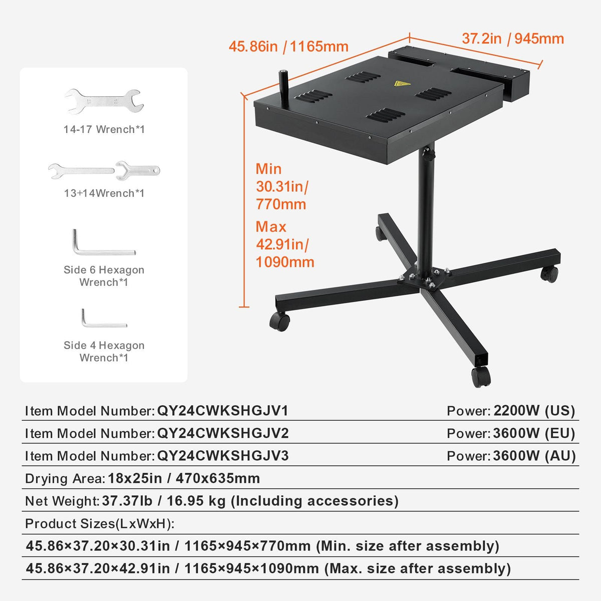 Pro Flash Dryer 18x25 inch, Upgrade 2200W Flash Dryer for Screen Printing Machine, 0-750 Fahrenheit Temperature Control, with Height Adjustable Stand, 360° Rotation, T-Shirt Curing Machine