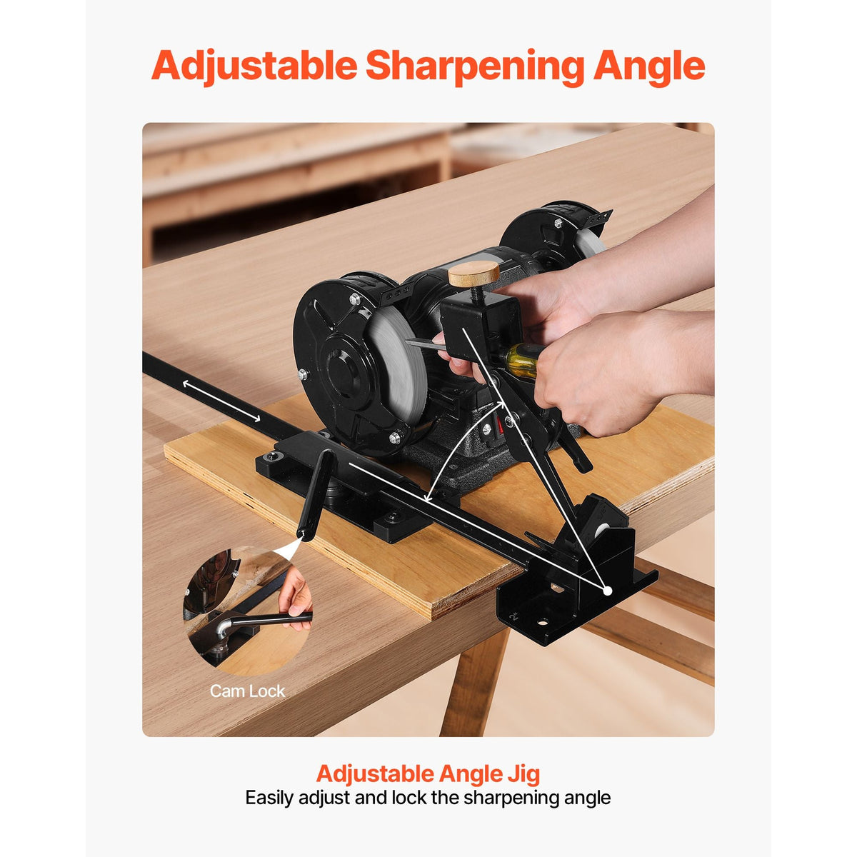 Pro Grind Sharpening System, Multi-Grind Sharpening Jig for 6" & 8" Bench Grinder - with Platform Jig, Tool Rest Bar, Setup Block, Miter Slide, Micro Bevel Block, for Chisels Woodturning Tools