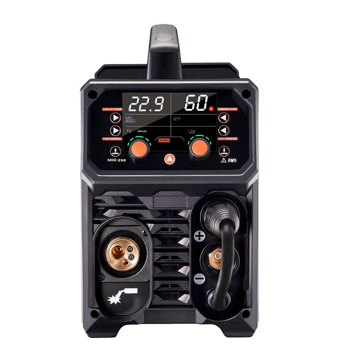 Pro MIG Welder, 250A Pluse Mig Welding Machine, 5-in-1 Synergic Welder Machine MIG Pluse/Gas MIG/Flux Core MIG/Stick/Lift TIG, 110V/220V Dual Voltage Aluminum Mig Welder with LCD Screen Display