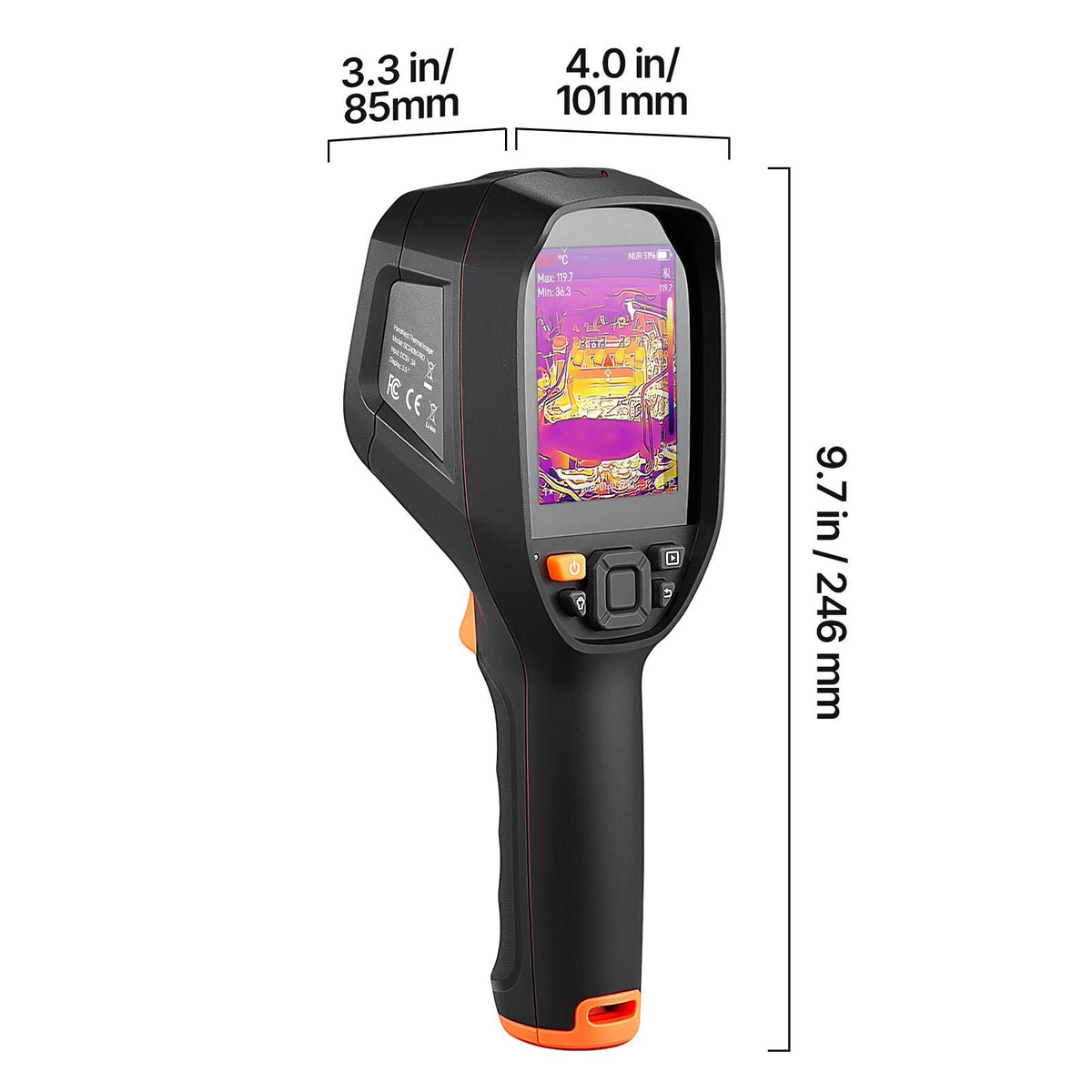 Pro Thermal Imaging Camera, Upgraded 512 x 384 TISR Super Resolution, 3.45" LCD Infrared Thermal Imager with 2MP Visual Camera, 25HZ Refresh Rate, -4°F - 1022°F, 4 Image Modes & 7 Color Palettes