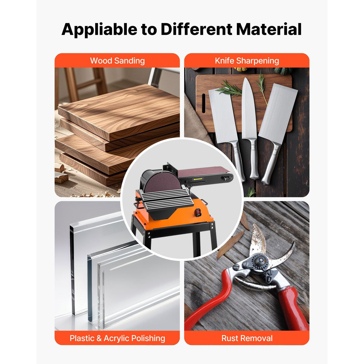 Professional Belt Sander with Stand, 9" Disc & 6" x 48" Belt Sander Combo, 800W Sanding Machine with 0 - 45° Adjustable Worktable for Woodworking, Furniture Refinishing, Knife Sharpening