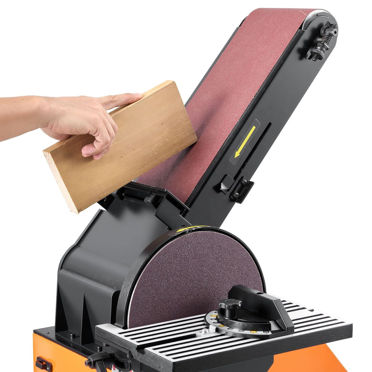 Professional Belt Sander with Stand, 9" Disc & 6" x 48" Belt Sander Combo, 800W Sanding Machine with 0 - 45° Adjustable Worktable for Woodworking, Furniture Refinishing, Knife Sharpening