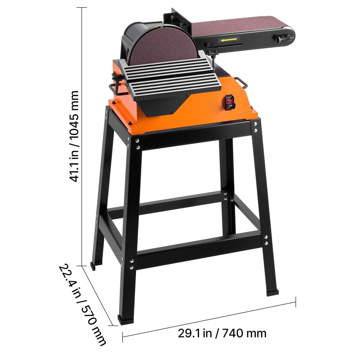 Professional Belt Sander with Stand, 9" Disc & 6" x 48" Belt Sander Combo, 800W Sanding Machine with 0 - 45° Adjustable Worktable for Woodworking, Furniture Refinishing, Knife Sharpening
