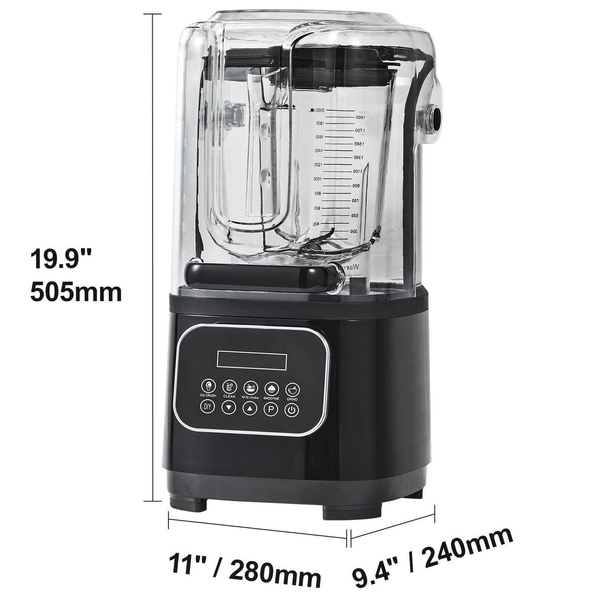 Professional Blender with Shield, Commercial Countertop Blenders, 68 oz Plastic Jar Blender Combo, Stainless Steel 9 Speed & 5 Functions Blender, for Shakes, Smoothies, Peree, and Crush Ice