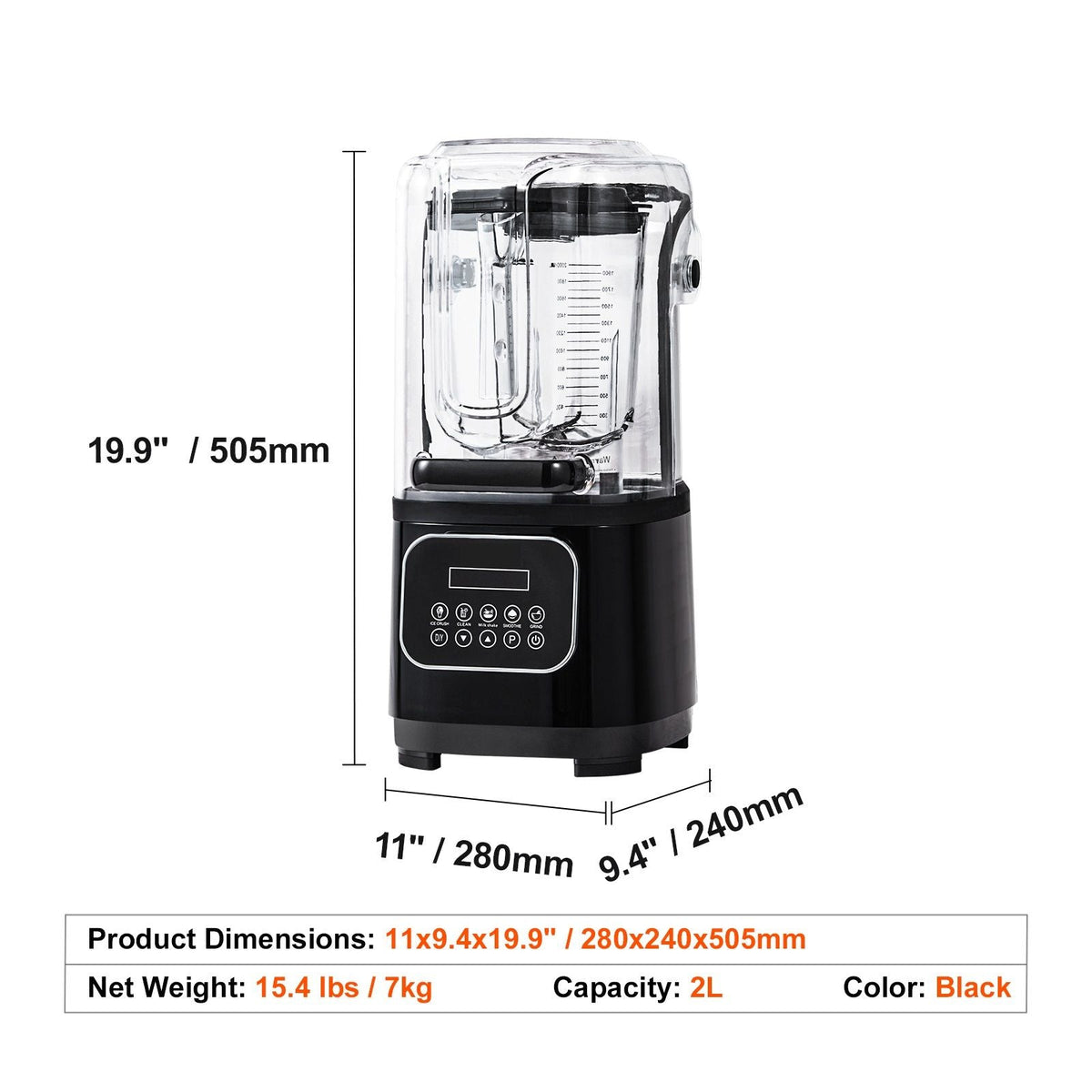 Professional Blender with Shield, Commercial Countertop Blenders, 68 oz Plastic Jar Blender Combo, Stainless Steel 9 Speed & 5 Functions Blender, for Shakes, Smoothies, Peree, and Crush Ice