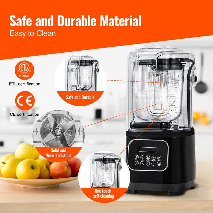 Professional Blender with Shield, Commercial Countertop Blenders, 68 oz Plastic Jar Blender Combo, Stainless Steel 9 Speed & 5 Functions Blender, for Shakes, Smoothies, Peree, and Crush Ice