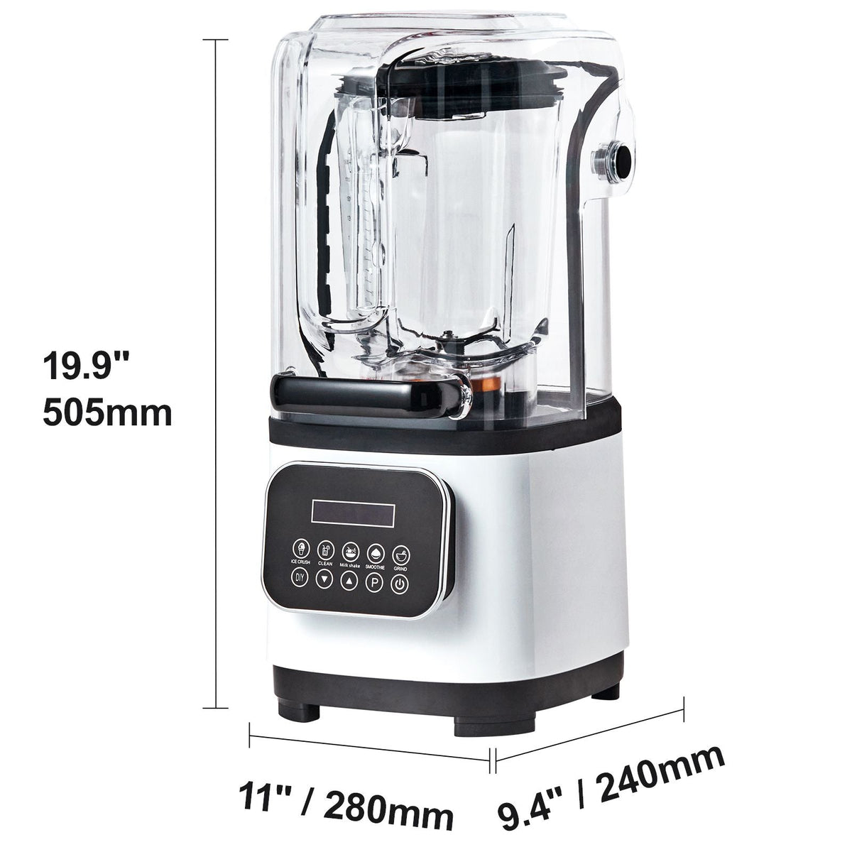 Professional Blender with Shield, Commercial Countertop Blenders, 68 oz Plastic Jar Blender Combo, Stainless Steel 9 Speed & 5 Functions Blender, for Shakes, Smoothies, Peree, White