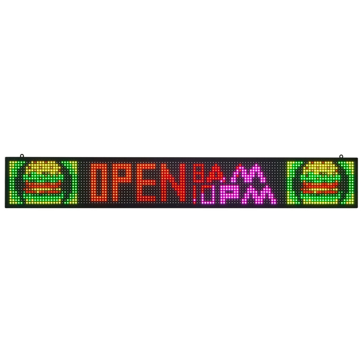 Programmable LED Sign, P10 Full Color Flexible Digital Scrolling Panel, DIY Custom Text Pattern GIF Display Board, Bluetooth APP Control Message Shop Sign for Store Business Advertising, 52x8 in