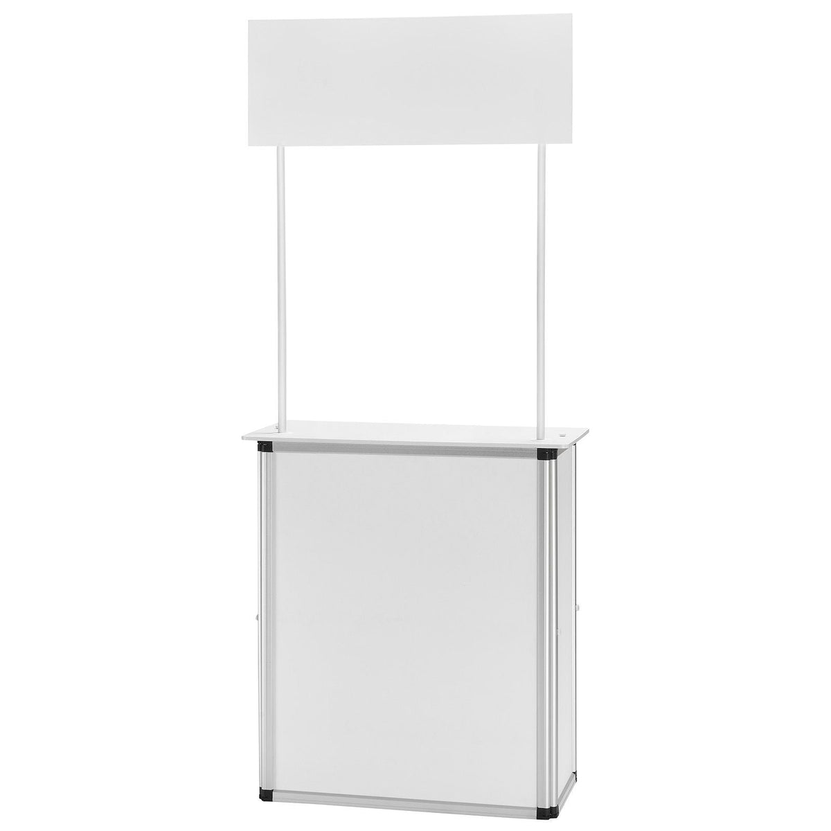 Promotion Counter Table, Portable Tradeshow Podium Table, 30.91" x 14.96" x 71.46", Display Exhibition Counter Stand Booth Fair with Wall, Pop Up Podium with Storage Rack/Carrying Bag